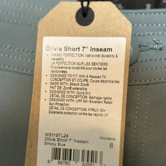 NWT PrAna Olivia Shorts Women's 8 Smoky Blue 7” Inseam Stretch Hiking Trail NEW - Picture 6 of 8